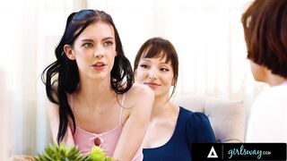 GIRLSWAY - MILF Lexi Luna ALMOST CAUGHT Strap-On Fuck Hot Stepdaughter Bella Nova By Social Worker