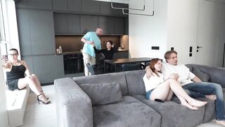 Step-Aunt MILF Plays Cuckold – Feeds Lube While Orgy Goes Anal