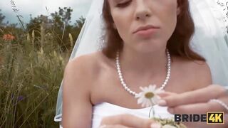 BRIDE4K. Her fiancé was so boring so she decided to run away and suck a stranger’s cock in the field