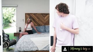 MOMMY'S BOY - Masturbating MILF Rachael Cavalli Catches Voyeur In Closet, Rides His Pervert Big Dick