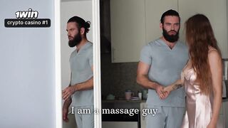 Wife cheated on husband with masseur. Wet squirt orgasm. Facial.