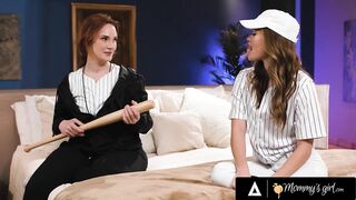 MOMMY'S GIRL - Coach Siri Dahl Brings Player Katie Kush Home To Shove Baseball Bat In Her Wet Pussy