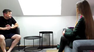 Olivia Sparkle - Cute Teen In School Uniform Ride Daddys Cock