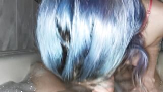 sex with a blue shiny fairy in the bath