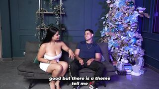 Muscular boyfriend comes to visit and gets a big Christmas surprise from his busty sister-in-law