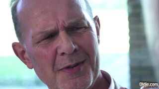 Old guy gives sweet blonde best birthday fuck