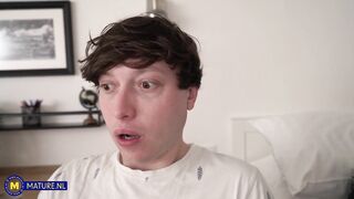 Ella O. Skinny gilf has threesome sex with two hot younger men