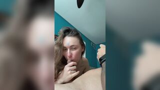 While sucking my cock, she begs to be fucked by two. She sucks, moans, and pleads for a DP
