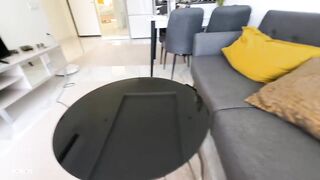 Step Mom caught Step Son with boner while cleaning and helped him cum quickly