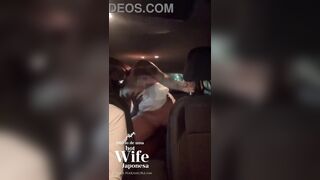 Cuckold husband asks app driver to fuck his beautiful Asian wife in the middle of the race. Black guy filled the slut with milk in public.