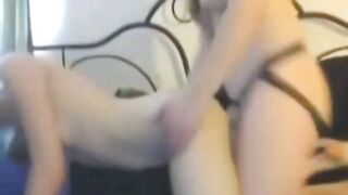 Shaved punk teen gets fucked by her gf on webcam